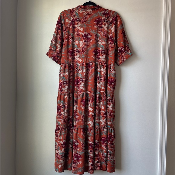 Natural Life Rebecca Midi Dress Terracotta Floral Pattern Size Large - Picture 12 of 14